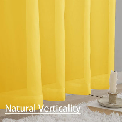 Semi Voile Sheer Curtains 84 Inches Long 2 Panels Rod Pocket Window Treatment for Living Room Bedroom Dining Room(Yellow 42" W x 84" L)