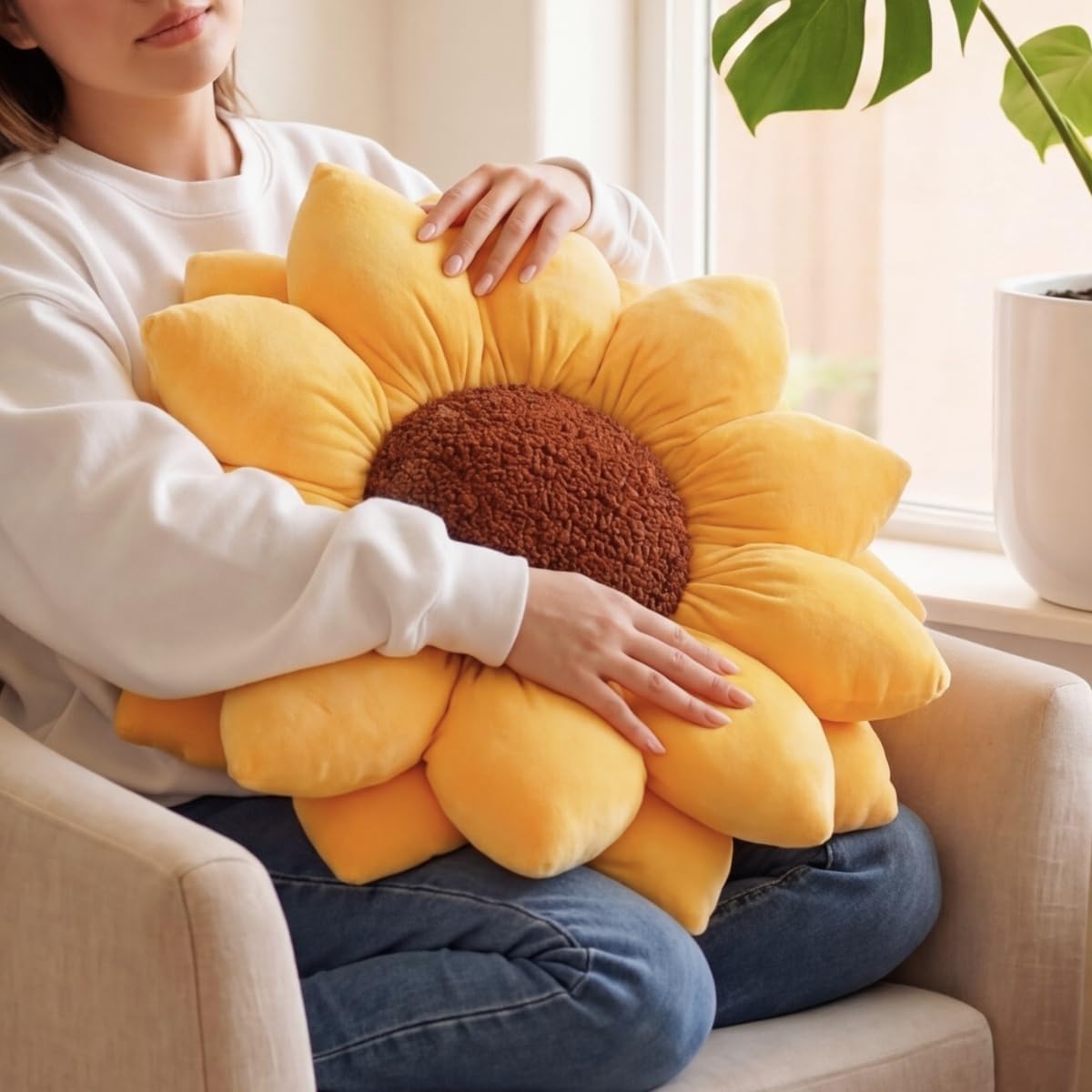 Green Philosophy Co. Sunflower™ Pillow - Golden Yellow - 20x20 Inches