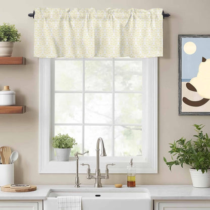 Yellow Baroque Valance Curtains Kitchen Curtain for Windows Valance Abstract Art Floral Pattern Sheer Curtains Privacy Bedroom Curtain Topper for Living Room Home Decor 56x16in