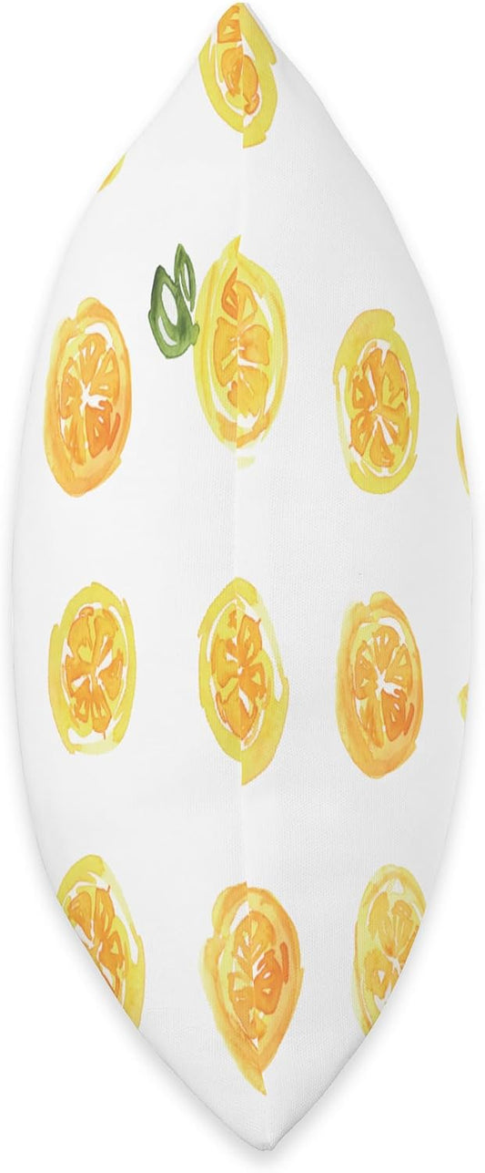 Bright Lemon Design on White Summer Citrus Vibe Throw Pillow