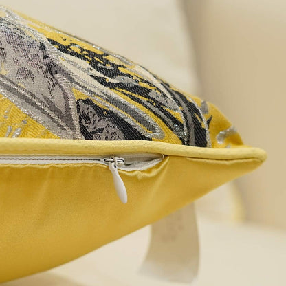 Avigers Square Cushion Covers High Precision Jacquard Modern Yellow White Black Gray Striped Patchwork Throw Pillow Case Shell for Couch Sofa Home Decoration 18 X 18 Inches