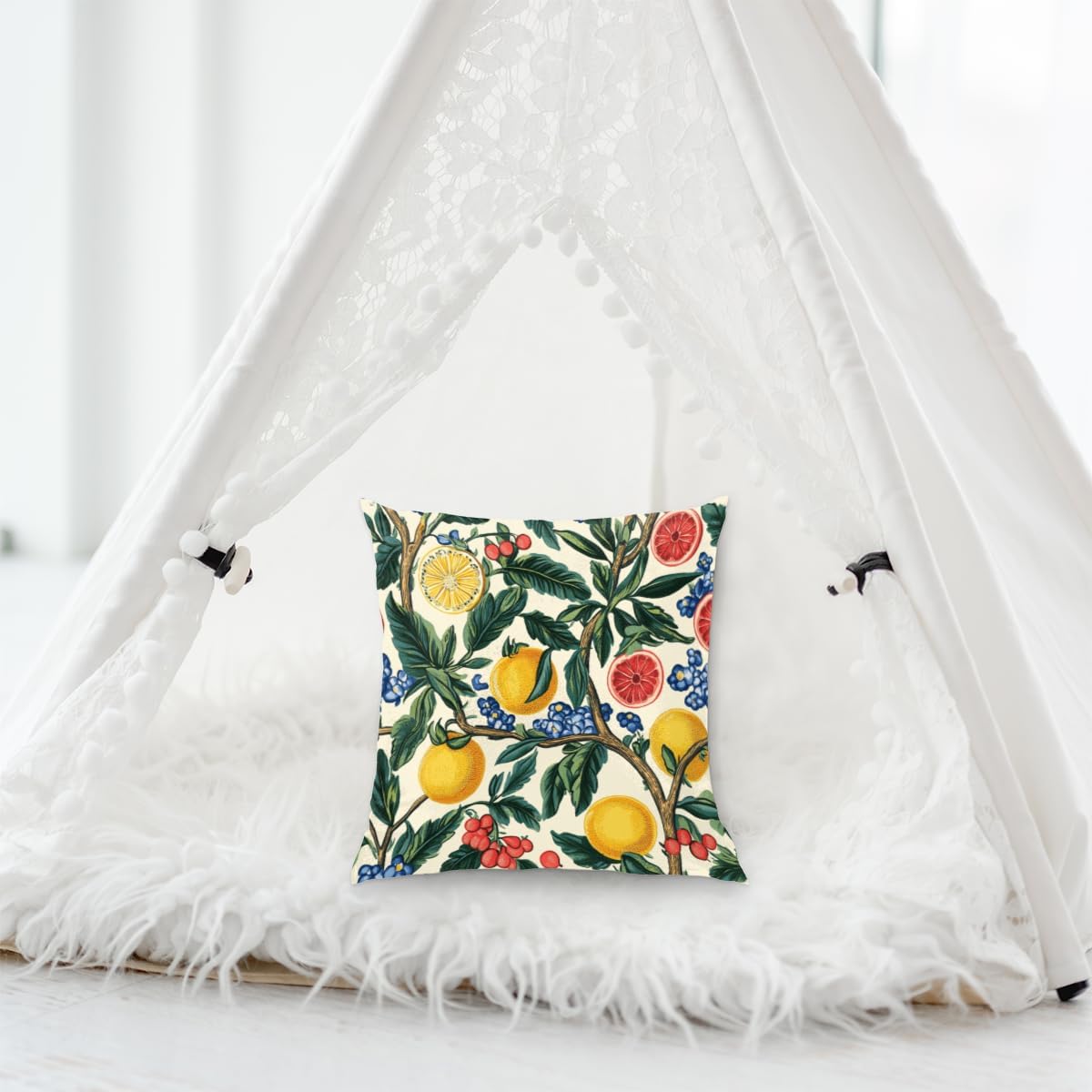 Throw Pillow Covers Lemon Summer Pillow Cases Square Cushion Cover for Sofa Couch Bedroom Living Room 18x18 Inch