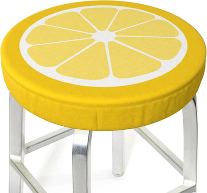 Lemon Round Bar Stool Cover 13 Inch, Soft Breathable Velvet Chair Seat Cushion Slipcover for Cafe Restaurant Hotel Bar