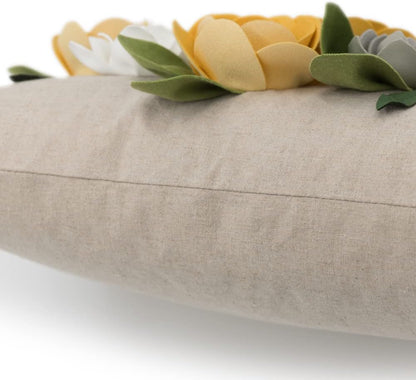 OiseauVoler Decorative 3D Flower Throw Pillow Covers 12x20 Inch Yellow | Accent Floral Pillowcases for Couch Bed Living Room Farmhouse Home Decor
