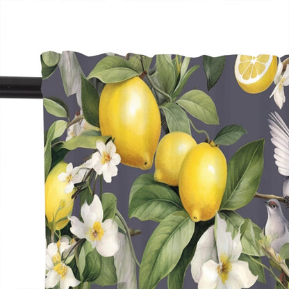 1 Panel Rustic Lemon Bird Window Valances, Yellow Fruit Food Window Treatment Decor Curtains Rod Pocket Valances for Kitchen/Living Room, 54" X 18"