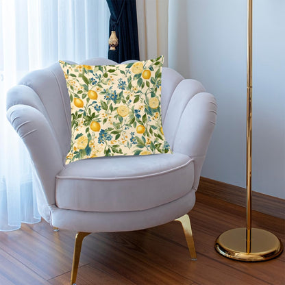 Throw Pillow Covers Summer Flowers Lemons Pillow Cases Square Cushion Cover for Sofa Couch Bedroom Living Room 16x16 Inch