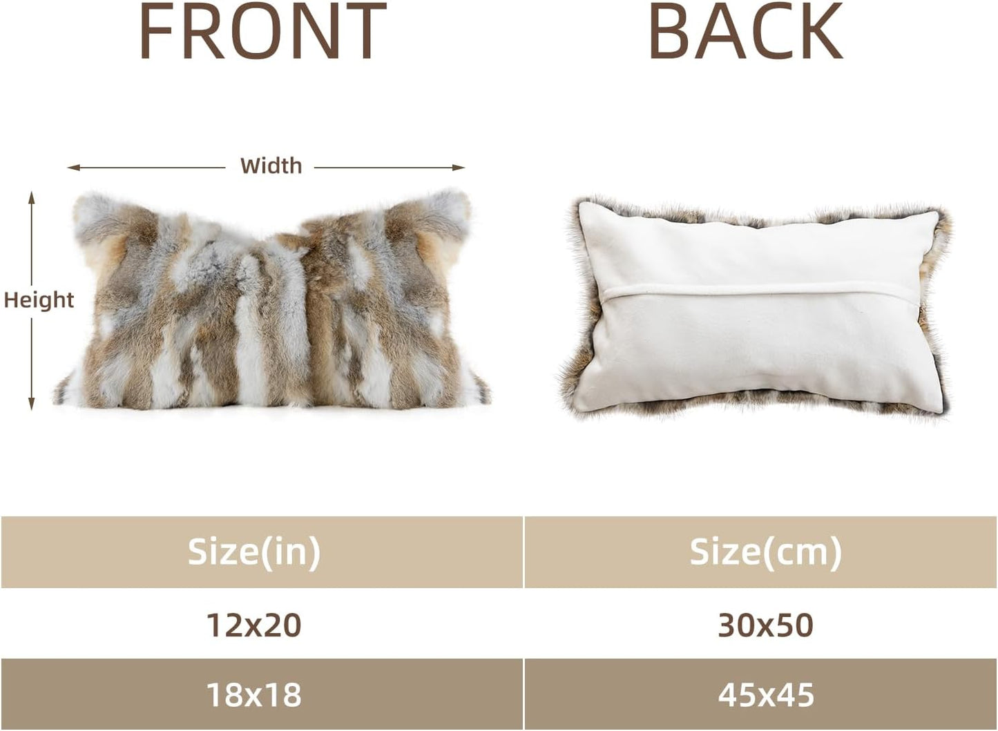 Genuine Rabbit Fur Pillow Covers Set of 2,Luxury Decorative Throw Pillowcases Fluffy Animal Skin Accents Bolster Cushion Cover for Couch Sofa Bedroom Living Room Home,12x20inch,Yellow