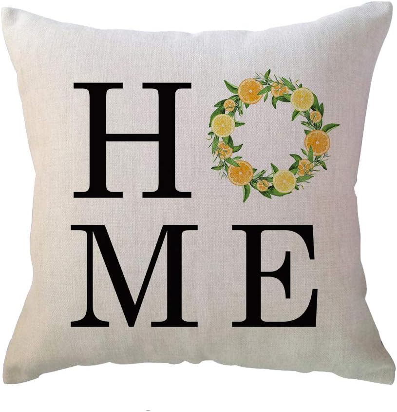 ULOVE LOVE YOURSELF Farm Fresh Lemons Throw Pillow Case Summer Farmhouse Decor Pillow Case Lemon Wreath/Lemon Truck/Lemon Yellow Decorative Cushion Cover 18 x 18 Inch,Set of 4