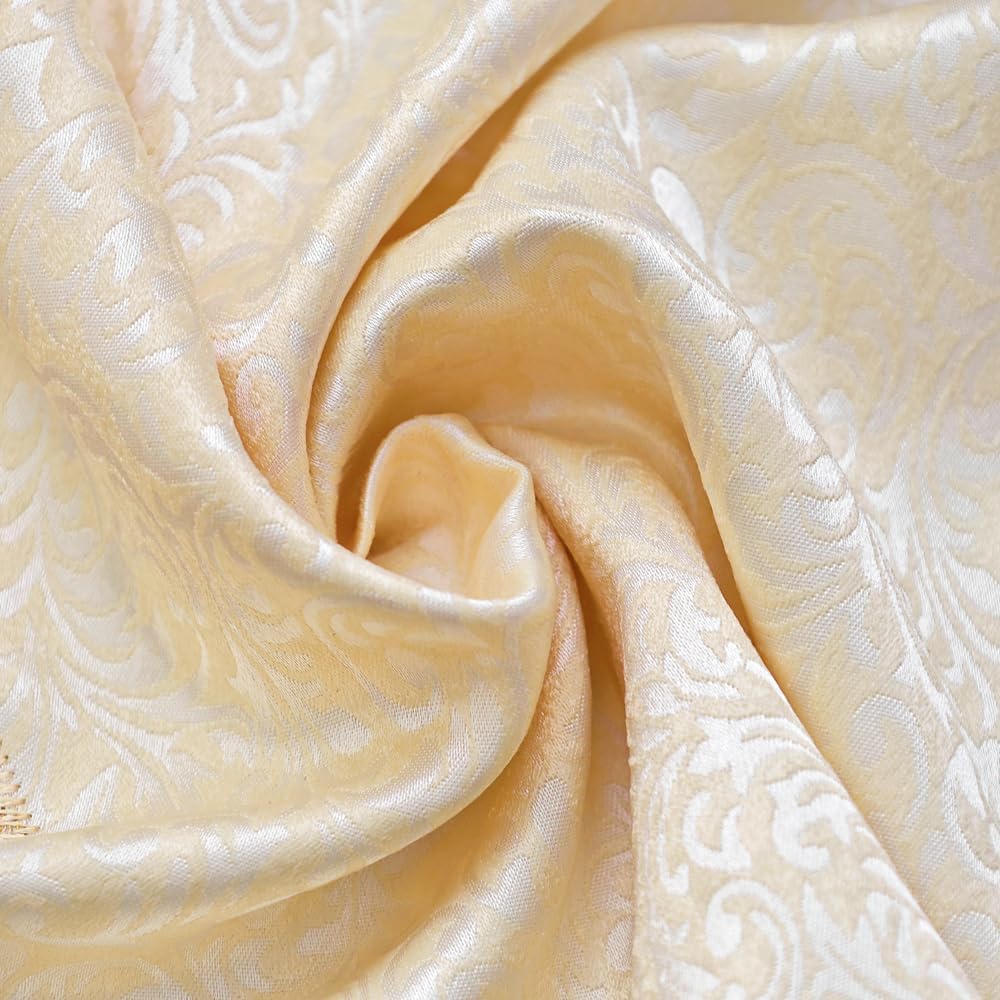 Amidoudou 1 Pair European Luxury Embroidered Curtains for Living Room Bedroom (Yellow,51x95 Inch)