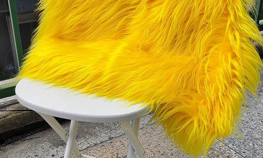 Faux Fur Fabric Square Patches for Crafts, Sewing, Costumes, Seat Pads (Yellow, 10 x 20 Inch)