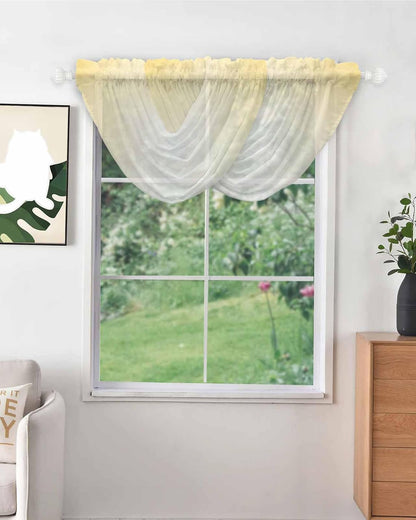 Lemon Yellow White Ombre Waterfall Valance for Windows/Living Room/Bedroom, Modern Abstract Gradient Color Art Sheer Swag Valances Rod Pocket Curtains Kitchen Bathroom Window Treatment 1 Panel