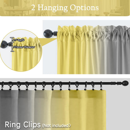 Yellow and Grayish Curtains for Living Room 84 Inch Length Ombre Curtains 2 Panel Bedroom Yellow and Grey Curtains Rod Pocket Light Filtering Window Curtain Modern Gradient Drapes