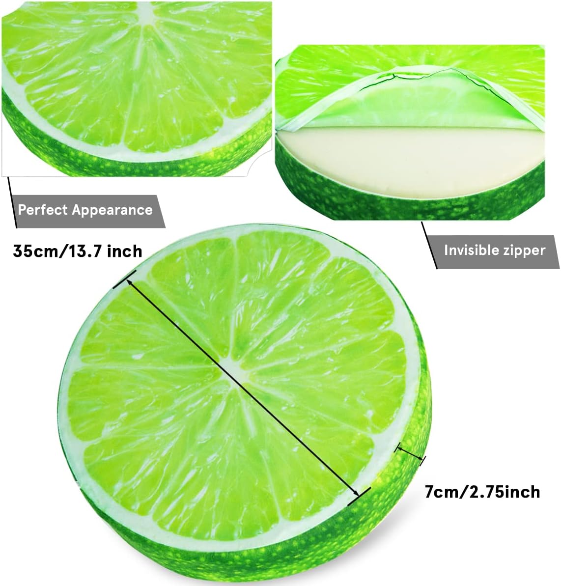 HYSEAS Round Throw Pillows 14 Inch Lemon, 3D Print Decorative Plush Funny Fruit Stuffed Cushions Seat Pad for Couch, Chair, Floor, Sofa, 2 Pack
