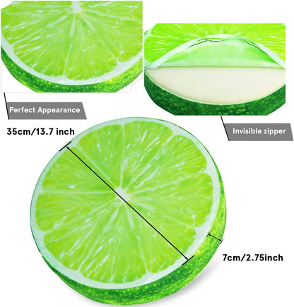 HYSEAS Round Throw Pillows 14 Inch Lemon, 3D Print Decorative Plush Funny Fruit Stuffed Cushions Seat Pad for Couch, Chair, Floor, Sofa, 2 Pack