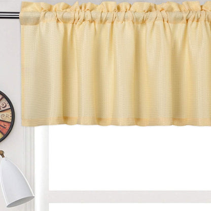 NANAN Valance Curtain 15 inch Waffle Weave Fabric Window Curtain for Kitchen Living Room Bedroom - 60" x 15", Yellow, One Panel