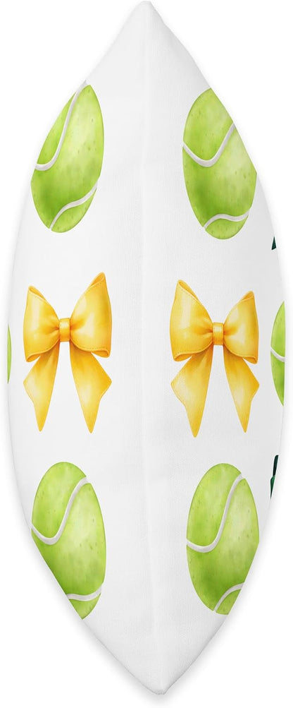 Green Yellow Tennis Balls & Bows for Girls School Tennis Mom Throw Pillow