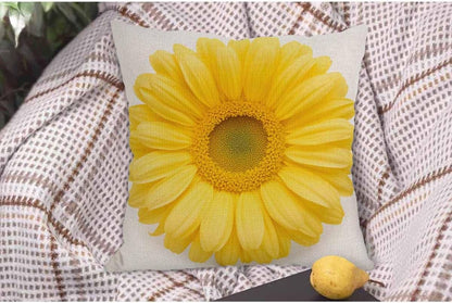 WONDERTIFY Throw Pillow Cover Yellow Flower Sunflower Background - Soft Linen Pillow Case for Decorative Bedroom/Livingroom/Sofa/Farm House - Couch Pillow Cushion Covers 18x18 Inch