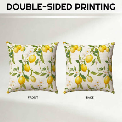 Lemon Cotton Linen Throw Pillow Covers Citrus Fresh Decorative Cushion Cases for Couch, Bed, Sofa & Car 18x18 Inch Yellow