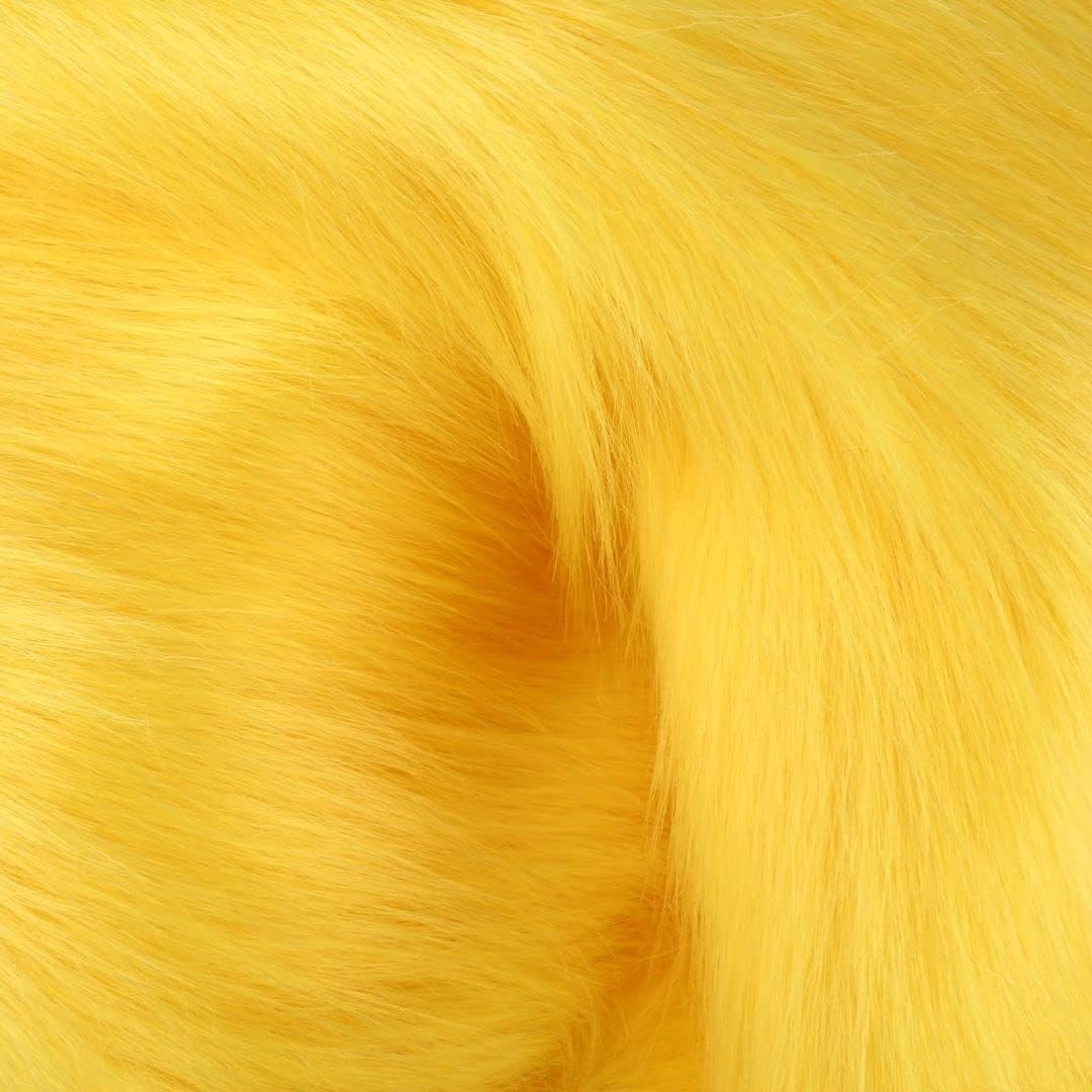 Faux Fur Fabric Craft Fur for Crafts,Gnomes,Costume,Fursuit,Decoration(10x10 inches,Yellow)