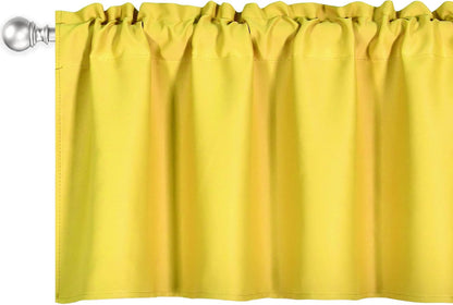 DECOVSUN Bright Yellow Valance for Windows 42x18 Inch Solid Blackout Rod Pocket Kitchen Short Curtain Toppers Valance for Bathroom Living Room, Light Yellow