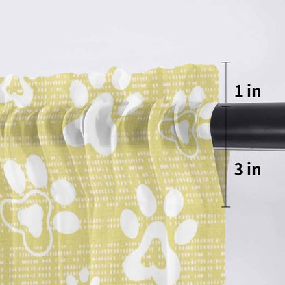 Lemon Yellow Dog Paw Sheer Curtains Valances for Windows Modern Geometric Abstract Aesthetics Chiffon Kitchen Valances for Cafe, Voile Window Treatments Curtains for Living Room Bedroom, 54"x18"