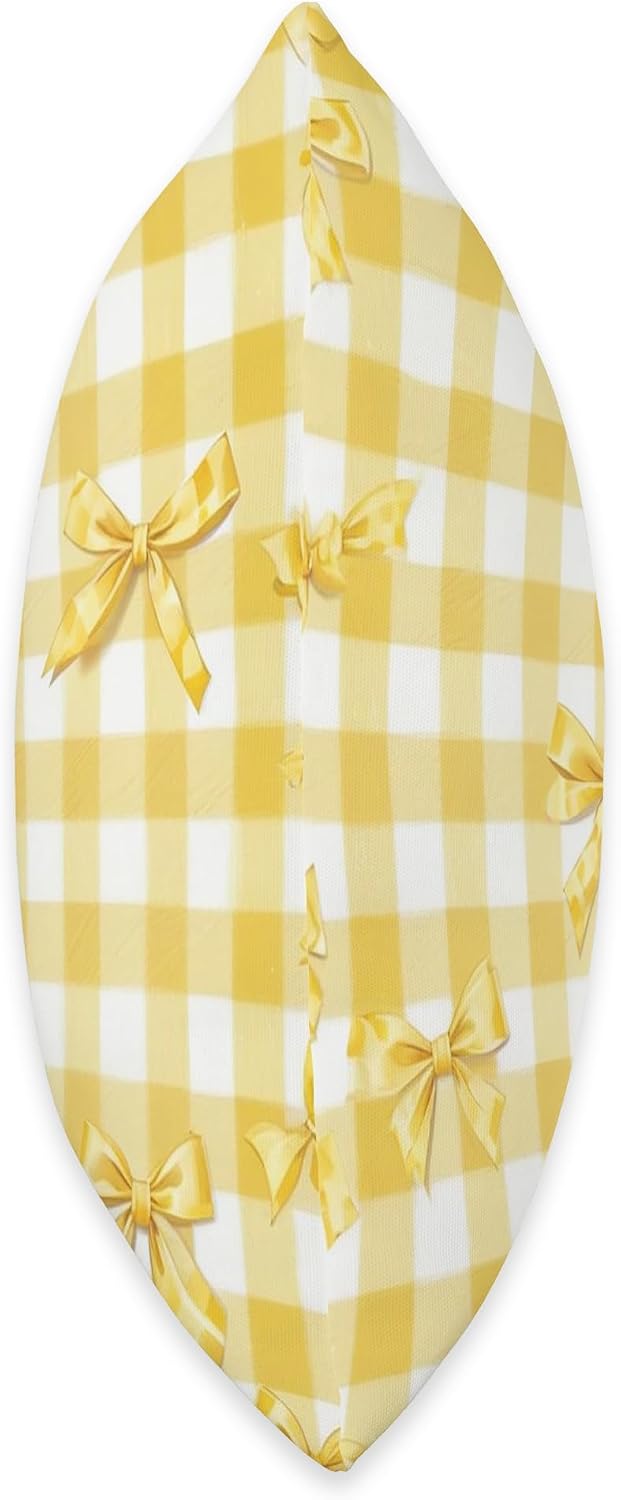 Yellow Coquette Aesthetic Bows Ribbon Patter Throw Pillow