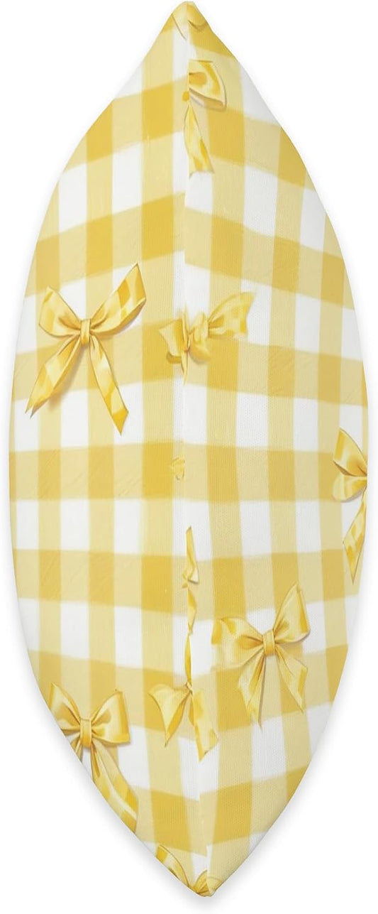 Yellow Coquette Aesthetic Bows Ribbon Patter Throw Pillow