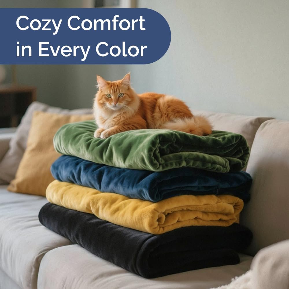 Ultra Soft Fleece Blanket Throw Size - Flannel Fleece Luxury Throw Blanket - Lightweight for Couch Bed Chair - Thick, Warm & Breathable - All Season Cozy Anti-Static Microplush Bedding, Yellow