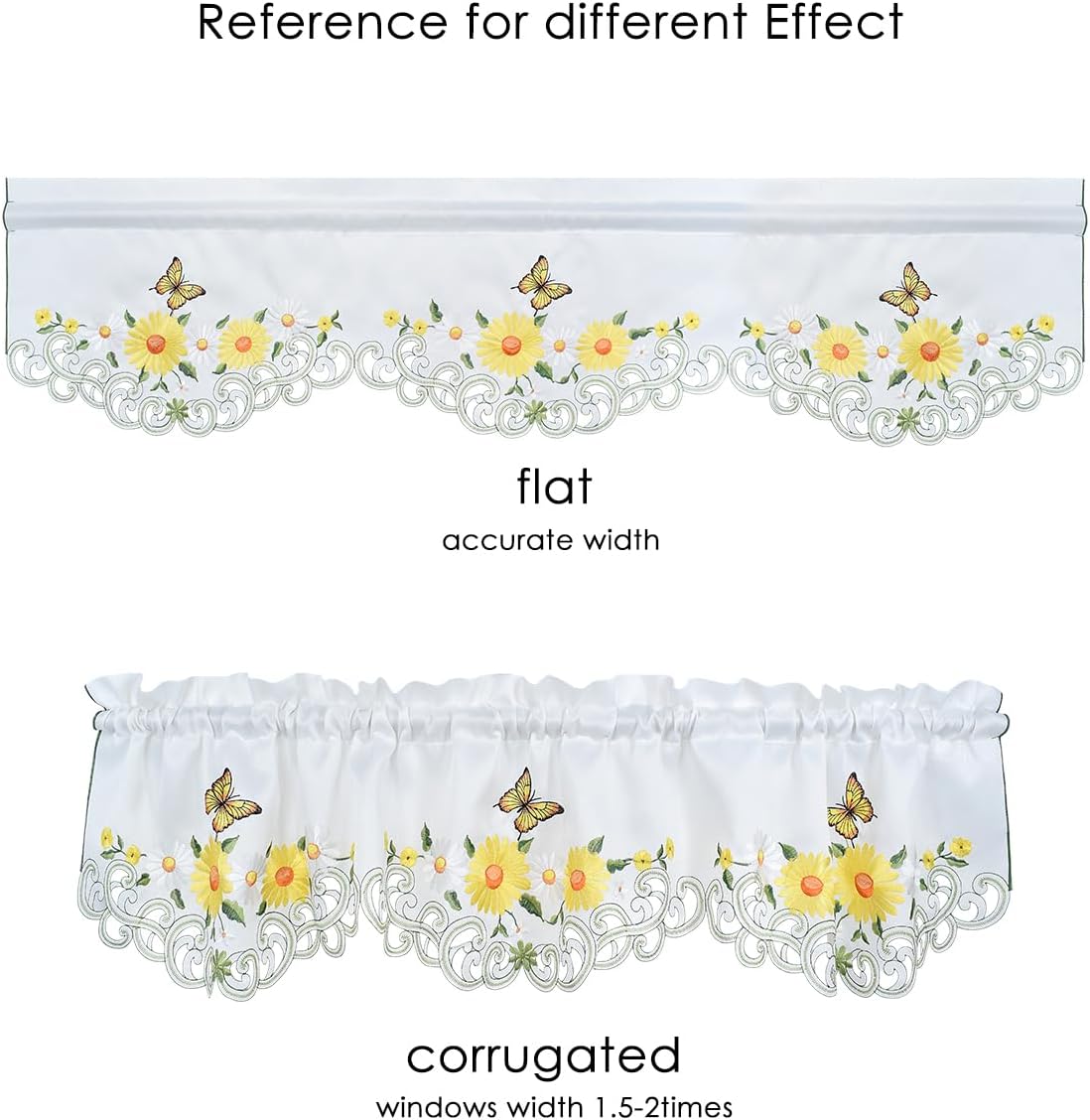 Molaxhome Beautiful Dazzling Embroidered Window Valance,Rod Pocket Valance and Tiers for Home Decor (Yellow, W58x14L)