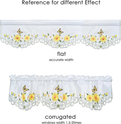 Molaxhome Beautiful Dazzling Embroidered Window Valance,Rod Pocket Valance and Tiers for Home Decor (Yellow, W58x14L)