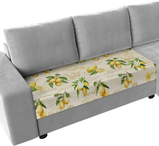 Yellow Lemons Stretch Couch Sofa Cushion Covers,Summer Botanical Fruit Leaves Country Sectional/Individual/L/T Shape Sofa Couch Slipcover Armchair Slip Cover Protector with Elastic Bottom,M,1-PC