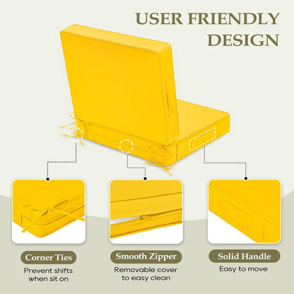 Wellsin Outdoor Deep Seat Patio Cushions, 24 x 24 Waterproof & 3-Year Fade Resistant Outdoor Cushions with Removable Covers,Ties and Handle for Chair, Sofa, Couch, Yellow