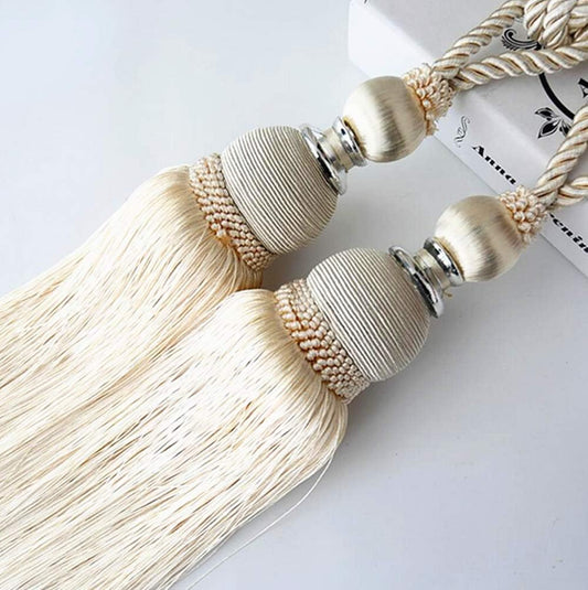 Selling Wonderful Curtain Holdbacks Curtains Tiebacks Home Decorative Braided Buckle Fastener Accessories Window Drapery Ball Tassels Tiebacks, Set of 2 (Light Yellow)