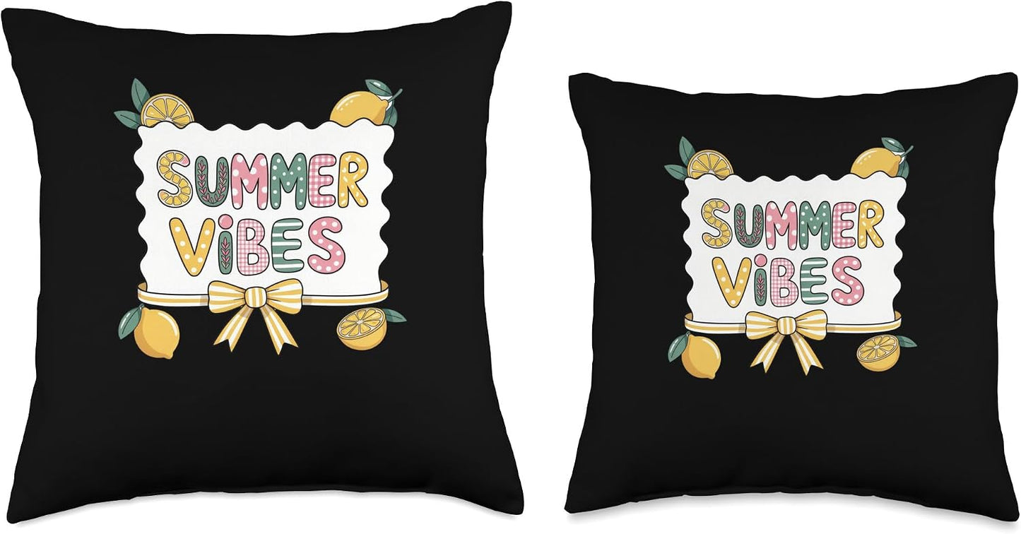 Summer Vibes With Lemons And Sunshine Throw Pillow