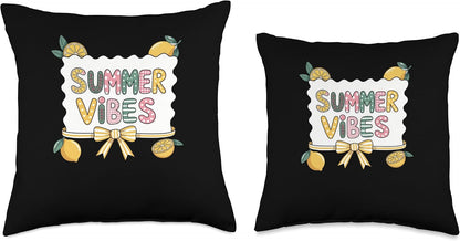 Summer Vibes With Lemons And Sunshine Throw Pillow