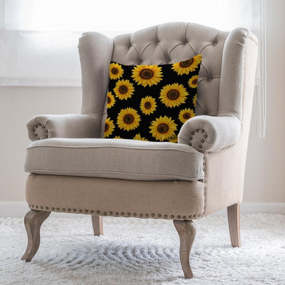 Moslion Sunflower Floral Yellow Flower Blossom Petals Plant Throw Pillow Covers Pillowcases 18x18 Inch Cotton Linen Home Pillow Protector for Men Women