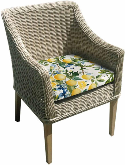 2 PCS Stretch Patio Outdoor Cushion Covers Vintage Summer Lemon Tree Sofa Couch Seat Chair Slipcovers for Garden,Spring Blue Flower Leaves Waterproof Cushion Cover Replacement Furniture Protector