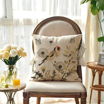 Chinese Ink Throw Pillow Covers with Birds Butterfly Wildflowers Cushion Cases Asian Garden Theme Pillowcases Botanical Wildlife Farmhouse Spring Summer Decor for Sofa Couch(Grey/Yellow)