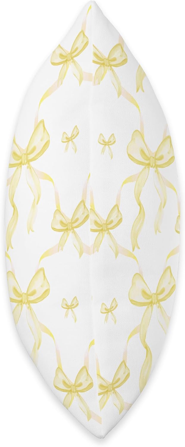 Coquette Light Yellow Ribbons and Bows in Watercolor Throw Pillow