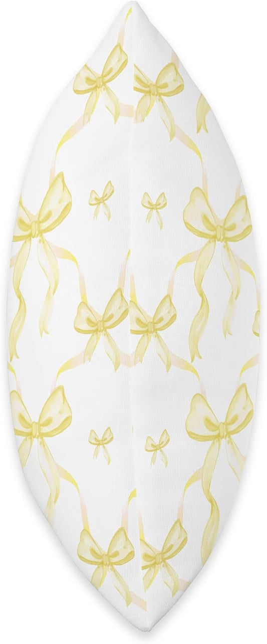 Coquette Light Yellow Ribbons and Bows in Watercolor Throw Pillow