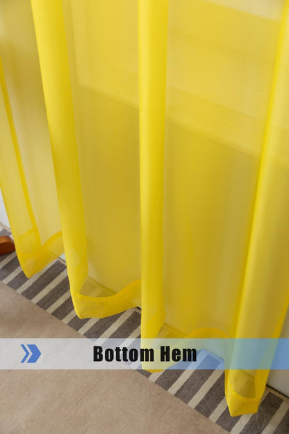 WPM Yellow Color Sheer Curtains 58" Wide x 84" Long 2 Panels Livingroom Window Treatment Rod Pocket Sheer Voile for Bedroom, Kitchen, Children Room Fully Stitched and Hemmed