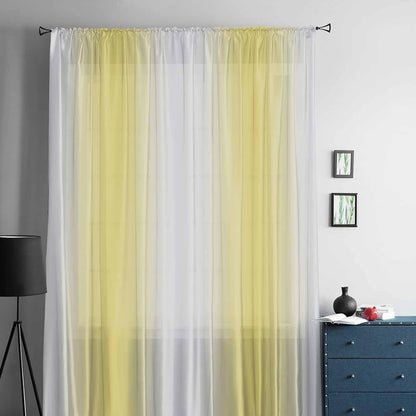 Lemon Yellow Ombre Sheer Curtains 45 Inches Long for Living Room/Bedroom, Gradient Yellow and White Rod Pocket Voile Kitchen Curtains & Drapes Window Treatment 1 Panel, 52" W x 45" L