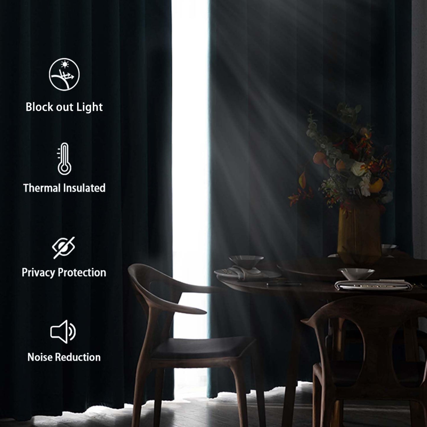 DWCN Blackout Curtains for Bedroom with Tiebacks - Room Darkening Privacy Grommet Top Window Curtains for Living Room, 52 x 63 inch Length,Yellow,Set of 2 Panels