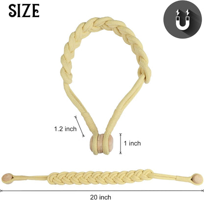 BEL AVENIR Curtain Tiebacks Magnetic Woven Curtain Holdback Drapery Tie-Back (Yellow -2Pack)
