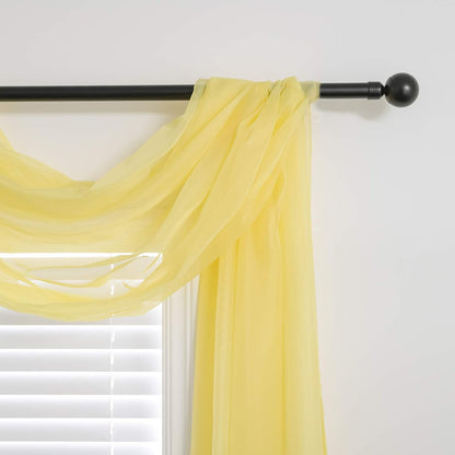 Light Yellow Sheer Window Scarf Valance for Windows Light Yellow Sheer Scarf Curtains 216 Inches Long for Living Room Bedroom Curtain Drapes Wedding Party Canopy Bed 52×216