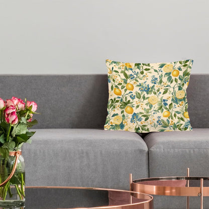 Throw Pillow Covers Summer Flowers Lemons Pillow Cases Square Cushion Cover for Sofa Couch Bedroom Living Room 16x16 Inch