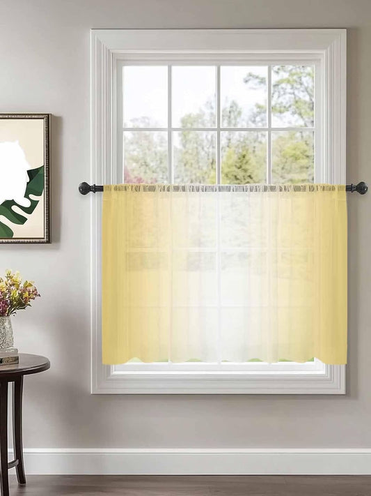 Yukro Ombre Sheer Curtains 45 inches Long for Living Room Bedroom 1 Panel Lemon Yellow and White Gradient Light Filtering Window Curtain Rod Pocket Sliding Door Curtains Voile Drapes 52Wx45L