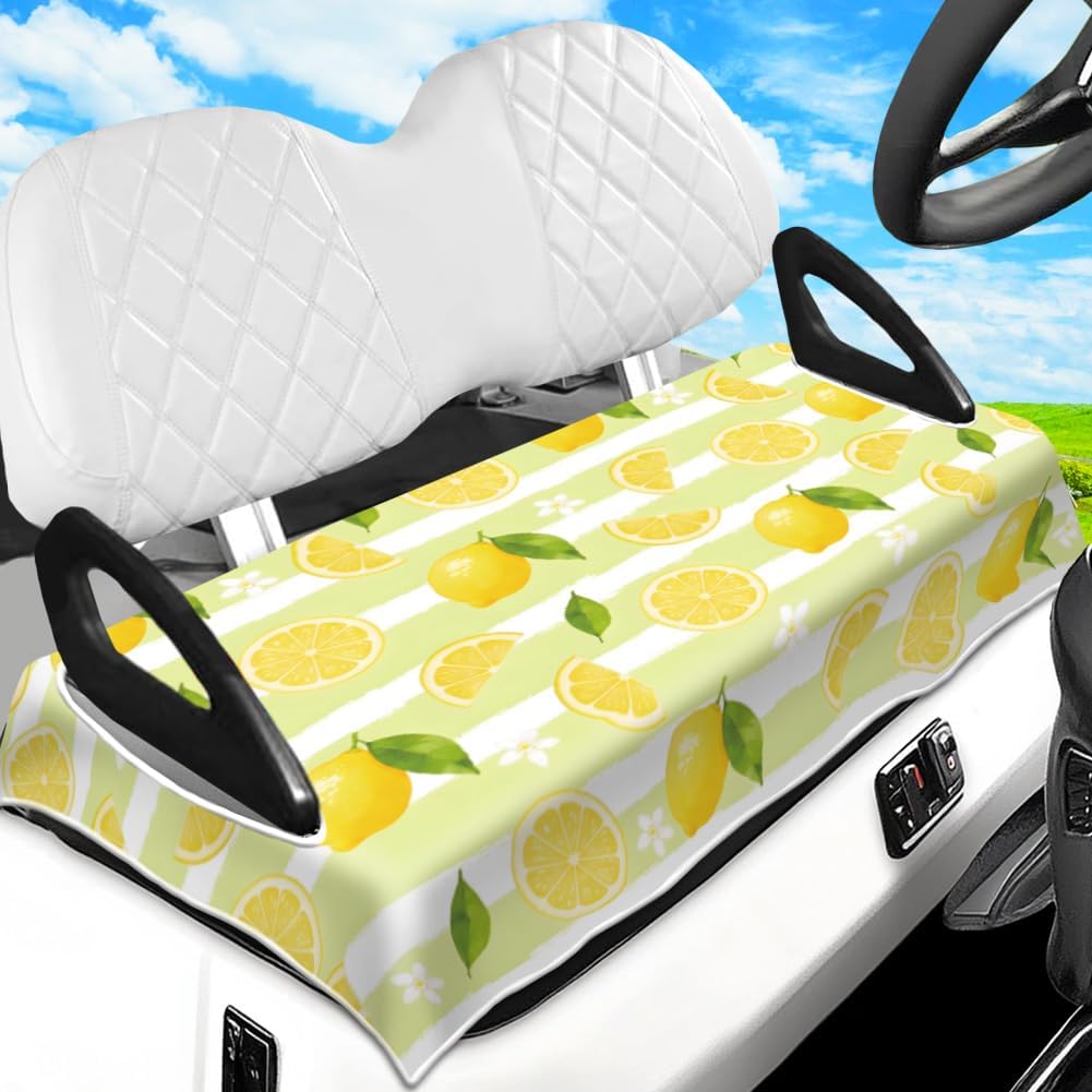 Peacoblue Golf Cart Seat Covers Towel Lemon 100% Microfiber 51"x31" Golf Cart Seat Blanket Cushions Universal Fit for Club Car EZGO Yamaha Precedent 2-Seat Golf Carts