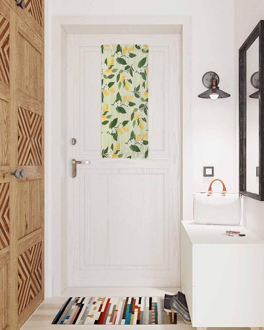 Lemons Leaves French Door Curtain, Summer Fruits Floral Botanical Yellow 25W X 40L Sheer Door Curtains for Doors Windows, Rod Pocket Sidelight Curtains for Front Sliding Doors with Tieback