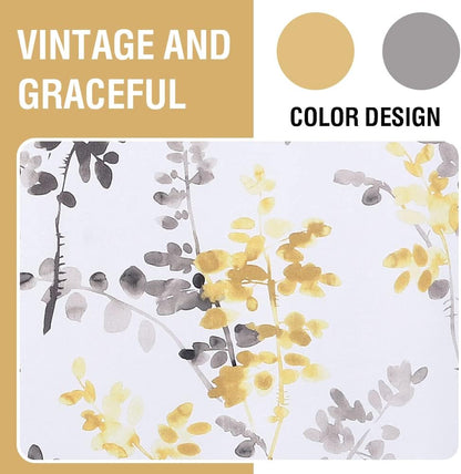 H.VERSAILTEX Floral Curtains 63 Inches Long Printed Pattern Room Darkening Curtains for Bedroom Rod Pocket Window Treatment Curtains, 2 Panels, Classical Floral Grey and Yellow